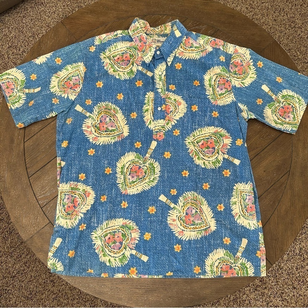 Reyn Spooner Vintage Hawaiian Blue Shirt Popover Flower Print Size XXL Ta…